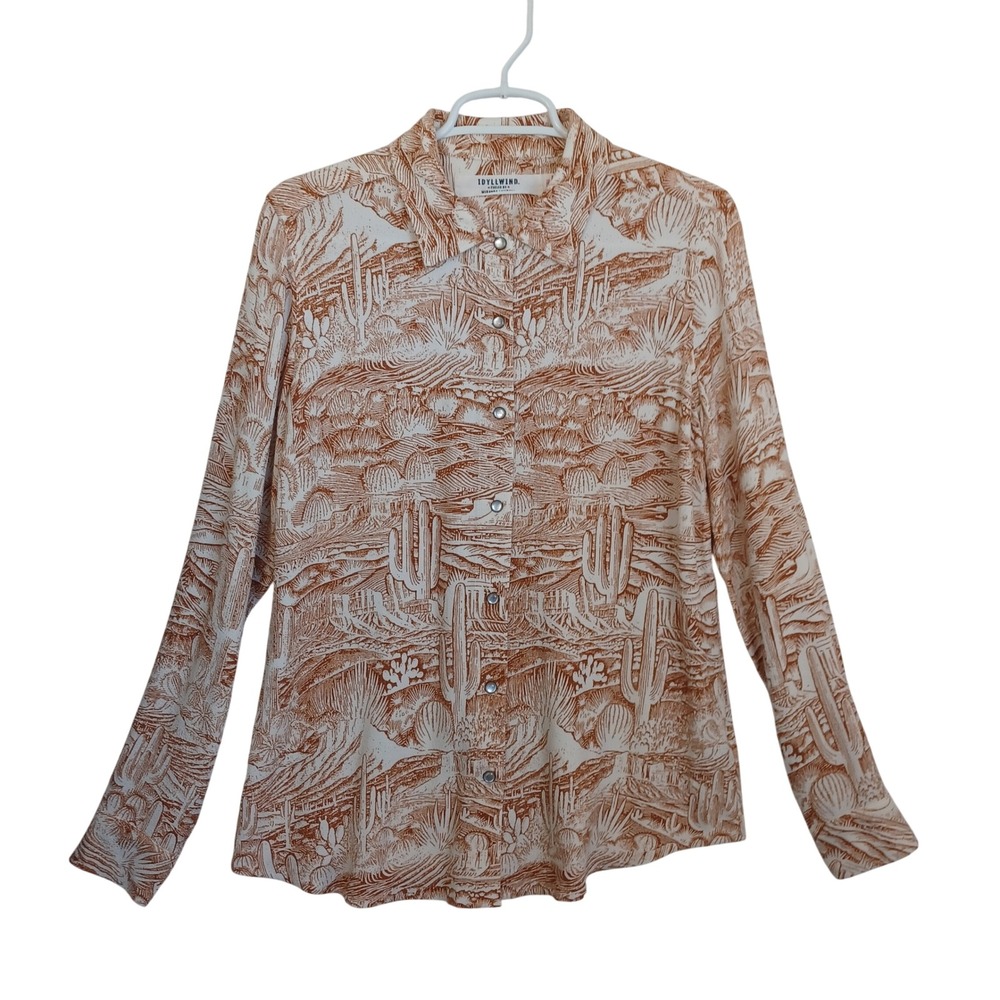 Idyllwind Miranda Lambert Desert Cactus Print Western Pearl Snap Shirt Small